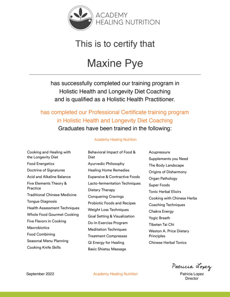 HOLISTIC HEALTH CERTIFICATE